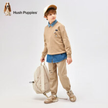 暇步士（Hush Puppies）童装儿童男童女童套头卫衣2024春季新款舒适柔软时尚卫衣 暖卡其 140cm