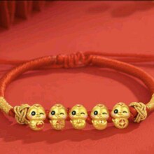 需首购、京东百亿补贴：中国黄金CHINA GOLD  足金五福金蛇编绳手链