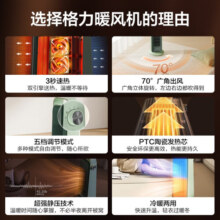 格力（GREE）家用取暖器 电暖气片 速热暖风机 电暖器烤火炉  小清新绿色取暖器 NFTA-X6020a 机械款 薄荷绿