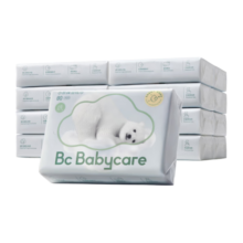 bc babycare熊柔巾 超柔婴儿纸巾新生儿宝宝保湿柔纸巾乳霜云柔抽纸巾 3层 80抽 16包 【家用款】