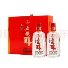 plus会员:五粮醇红淡雅浓香型白酒50度500ml*2瓶礼盒装年货送礼
