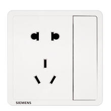 SIEMENS 西门子 开关插座 10A五孔带单控电源插座 86型暗装面板 致典雅白色