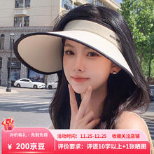 FOURDATRY 防晒遮阳帽子女2024夏季大帽檐遮脸空顶帽太阳帽冰丝 14cm
