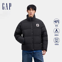 Gap 盖璞 男女装2024秋冬防风防泼水刺绣logo立领677674羽绒服外套 黑色 L (175/96A) 亚洲尺码