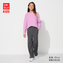 优衣库 童装女童罗纹宽腿裤/长裤阔腿裤休闲裤裤子472653
