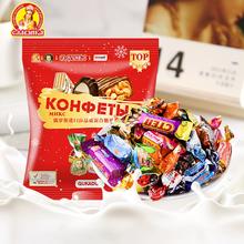 百分百俄罗斯进口 巧克力夹心混合糖果500g