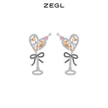 ZENGLIU ZEGL真柳设计师宴会莫吉托爆款爱心蝴蝶结轻奢高级感耳钉气质耳环