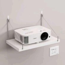 墙上置物架投影仪 免打孔壁挂式支架路由器支架 15*30CM白色置物架（送悬挂支架和无痕钉）