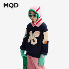 MQD 马骑顿 童装女童卫衣2024秋冬季宝宝洋气半高领上衣儿童内搭 藏青 150cm