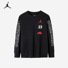 Jordan 耐克童装男女童Nike长袖T恤春秋儿童运动上衣 01正黑色 160(L)