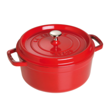 staub珐宝法国进口珐琅铸铁锅平底煲汤锅具双耳炖锅烹饪锅具电磁炉 【适合2-4口之家】樱桃红 22cm