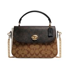 COACH 蔻驰 MARLIE系列 女士单肩斜挎包 C1563 卡其拼黑 中号