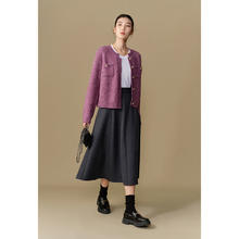 DUSHU 独束 女士小香风圆领针织开衫 2024冬季新品
