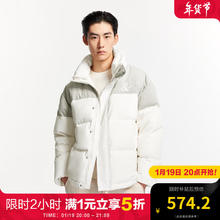 杰克琼斯 冬季百搭刺绣立领拼色加厚羽绒服 （门店有售）211g充绒 伦雾灰