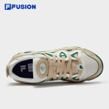 预售：FILA FUSION 斐乐 潮牌男鞋VERTICAL复古篮球鞋 融裂鞋 雪白/小麦棕-SA 41