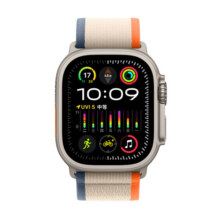 Apple/苹果 Watch Ultra2 智能手表GPS+蜂窝款49毫米钛金属表壳橙配米色野径回环式表带M/L MRFM3CH/A
