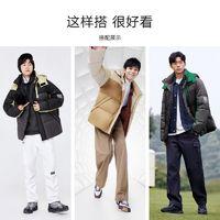 森马 羽绒服男冬季外套oversize撞色拼接潮流抽绳连帽上衣