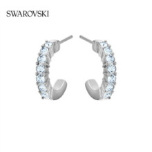 施华洛世奇（SWAROVSKI）新年礼物 MINI HOOP耳饰耳环饰品轻奢小众送女友生日礼物女 镀白金色  5073036