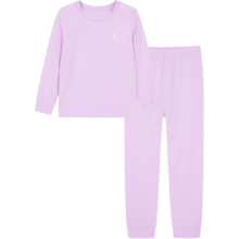 哈吉斯（HAZZYS）品牌童装女童家居服儿童秋新品圆领舒适保暖中大童家居服套装 浅丁香 145