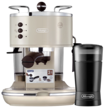 德龙咖啡机 ECO310KG200咖啡机研磨器电动磨豆机汪小白定制礼盒装奶油白 泵压式半自动咖啡机 黄金萃取
