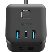 公牛（BULL）20W PD苹果快充魔方插座/插线板/插排/接线板 Type-c口+USB口+3插孔 全长1.5米黑色 GNV-UU2203H
