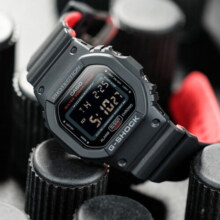 卡西欧（CASIO）手表G-SHOCK系列黑红方块防水复古运动方形手表男圣诞礼物 黑红表带DW-5600UHR-1