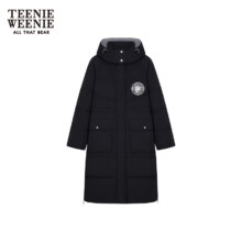 20点开始：Teenie Weenie 小熊 连帽羽绒服女 休闲舒适中长款外套 黑色
