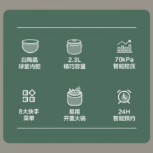 苏泊尔(SUPOR)电高压锅小型1-3人家用迷你多功能电压力锅银耳汤宝宝粥2.3L白陶晶球釜内胆 绿色 2.3L /SY-23YC8062Q