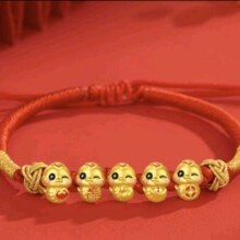 需首购、京东百亿补贴：中国黄金CHINA GOLD  足金五福金蛇编绳手链