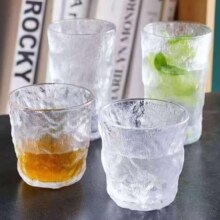 日式创意冰纹杯威士忌杯啤酒杯咖啡杯茶水杯冷饮杯 透明款 【单支装】