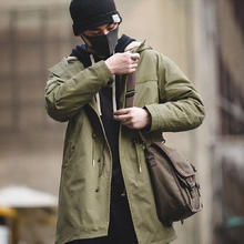 马登 美式复古M51鱼尾风衣大衣派克服棉服中长款棉衣连帽外套男冬季 军绿色 （版型较为宽松）