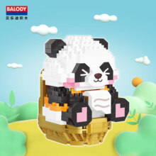 贝乐迪积木大熊猫国宝拼插积木礼品玩具小学生礼物中秋花好月圆