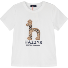 哈吉斯（HAZZYS）品牌童装哈吉斯男童T恤夏新品中大童亲肤透气简约百搭短袖圆领衫 本白 155