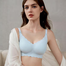 EMXEE 嫚熙 白天鹅Bra哺乳文胸春秋款聚拢内衣 夏日蓝 M