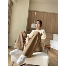 SHILIAO 诗莉奥 阔腿裤女冬季加绒裤子显瘦小个子直筒高腰垂感休闲女裤 卡其色常规款 1条 均码