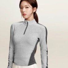 蕉内 赵露思同款 热皮701+ 女士高领保暖内衣加绒加厚秋衣运动打底冬 羊浅灰拼色