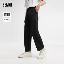 森马 纯棉休闲裤男2024夏卡其色宽松直筒裤男工装裤百搭薄款