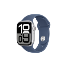 Apple/苹果 Watch Series 10 智能手表GPS款42毫米银色铝金属表壳丹宁色运动型表带M/L MX1K3CH/B