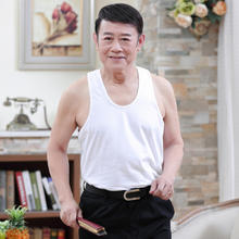 纯棉背心老头衫老人全棉跨栏汗背心男士打底内穿圆领商务宽松型