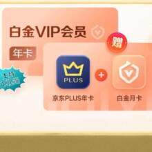 预售、22日到账：爱奇艺 白金VIP会员年卡+赠京东PLUS年卡