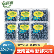 怡颗莓【云南当季】当季云南蓝莓 国产蓝莓 新鲜水果 蓝莓中果125g*6盒