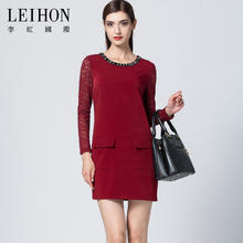 LEIHON 李红国际 女士钩花长连衣裙 W36869