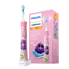 飞利浦（PHILIPS）儿童电动牙刷 男女生蓝牙版 适用4-6-12岁 自带2支迷你刷头+8款贴纸 粉色HX6352/43