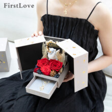 FirstLove永生花独角兽红玫瑰项链创意礼盒新年情人节礼物送女友