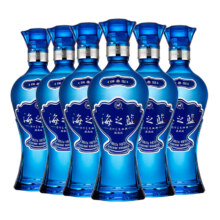 88VIP：洋河 海之蓝52度520ml*6瓶整箱装 旗舰版绵柔口感浓香白酒