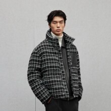 plus： GXG男装 pu皮口袋小香风面料棉服男24冬季新品