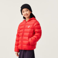 asics亚瑟士 童装 冬季中大儿童保暖连帽轻薄羽绒服 赠收纳袋