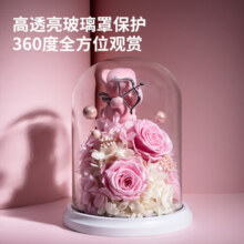 JoyFlower永生花小熊玫瑰花礼盒新年情人节生日礼物纪念日送女生朋友老婆