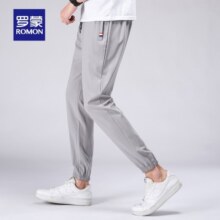 罗蒙冰丝休闲裤男新款中青年时尚休闲百搭男士工装裤男 浅灰 190/90A(4XL)