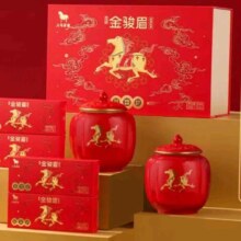 plus:八马茶业 特级 武夷山红茶 金骏眉  双陶瓷罐 礼盒装 304g+赠云南普洱茶礼盒357g 到手2件